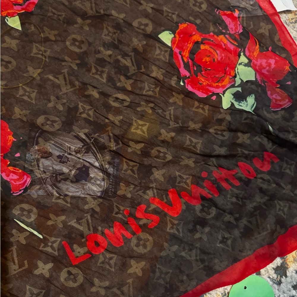F/W 2008 Louis Vuitton x Sprouse Silk Roses Graffiti Scarf - Picture 2 of 5